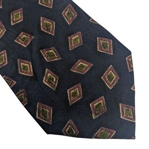Elegant Navy Blue Red And Yellow Abstract  Silk Men's Tie